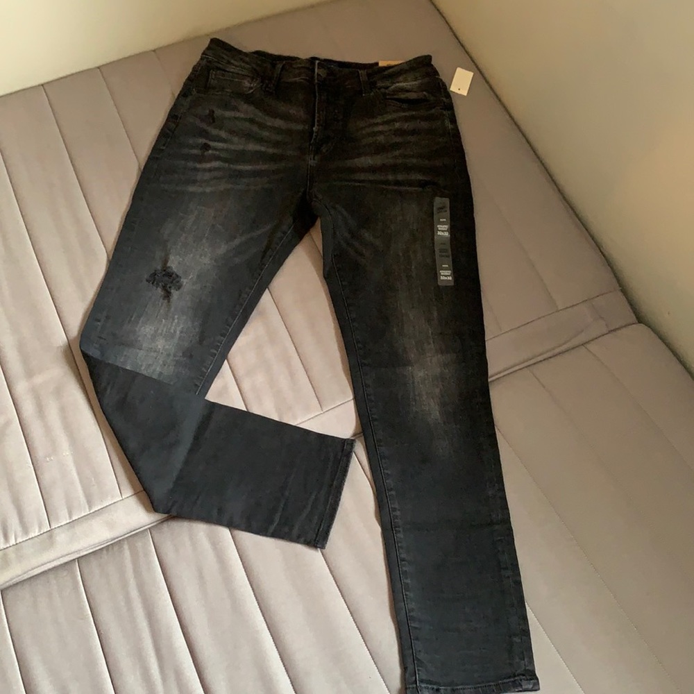 Black denim skinny jeans size 32x 32 max stretch